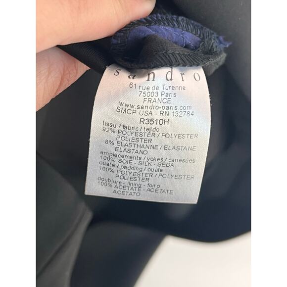 Sandro Paris Colorblock Sleeveless Sheath Mini Dress Black/Blue Women's Size 1 - Picture 8 of 10